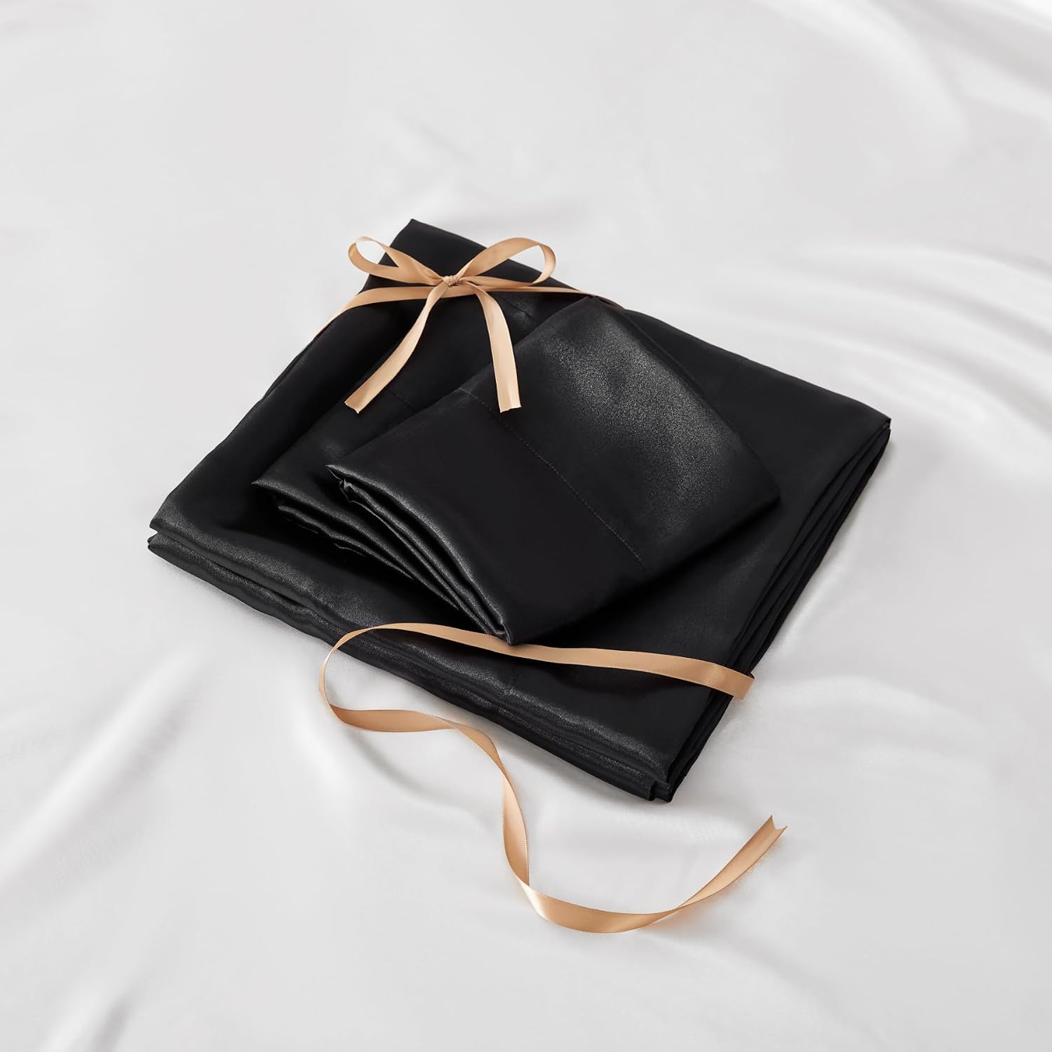 Satin Queen Sheet Set, 4 Pieces, Black