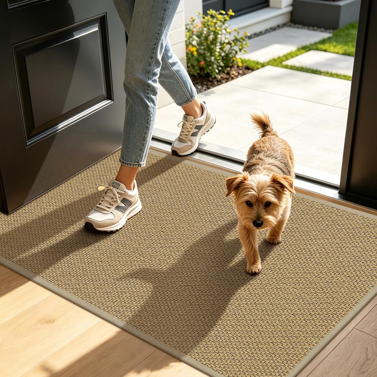Ultra-Thin Indoor Doormat, 17 x 29 inch, Khaki