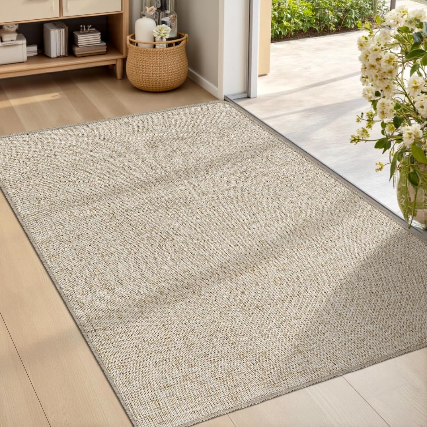Ultra-Thin Indoor Doormat, 17 x 29 inch, Khaki