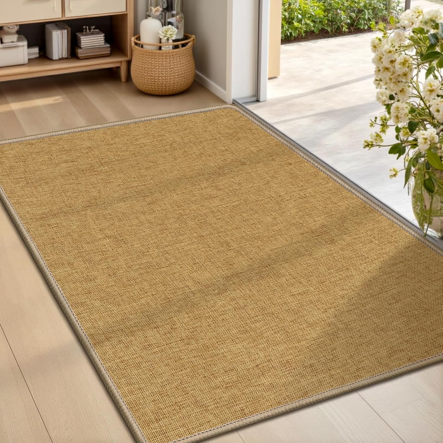 Ultra-Thin Indoor Doormat, 17 x 29 inch, Khaki