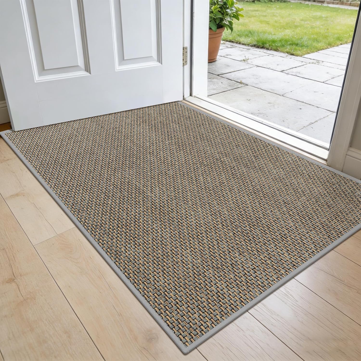 Ultra-Thin Indoor Doormat, 17 x 29 inch, Khaki