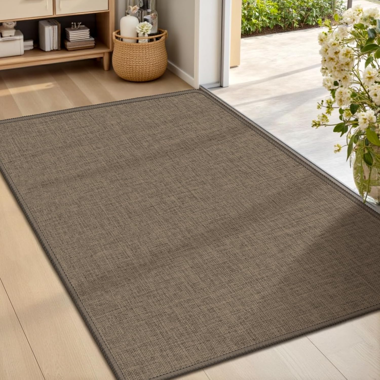Ultra-Thin Indoor Doormat, 17 x 29 inch, Khaki