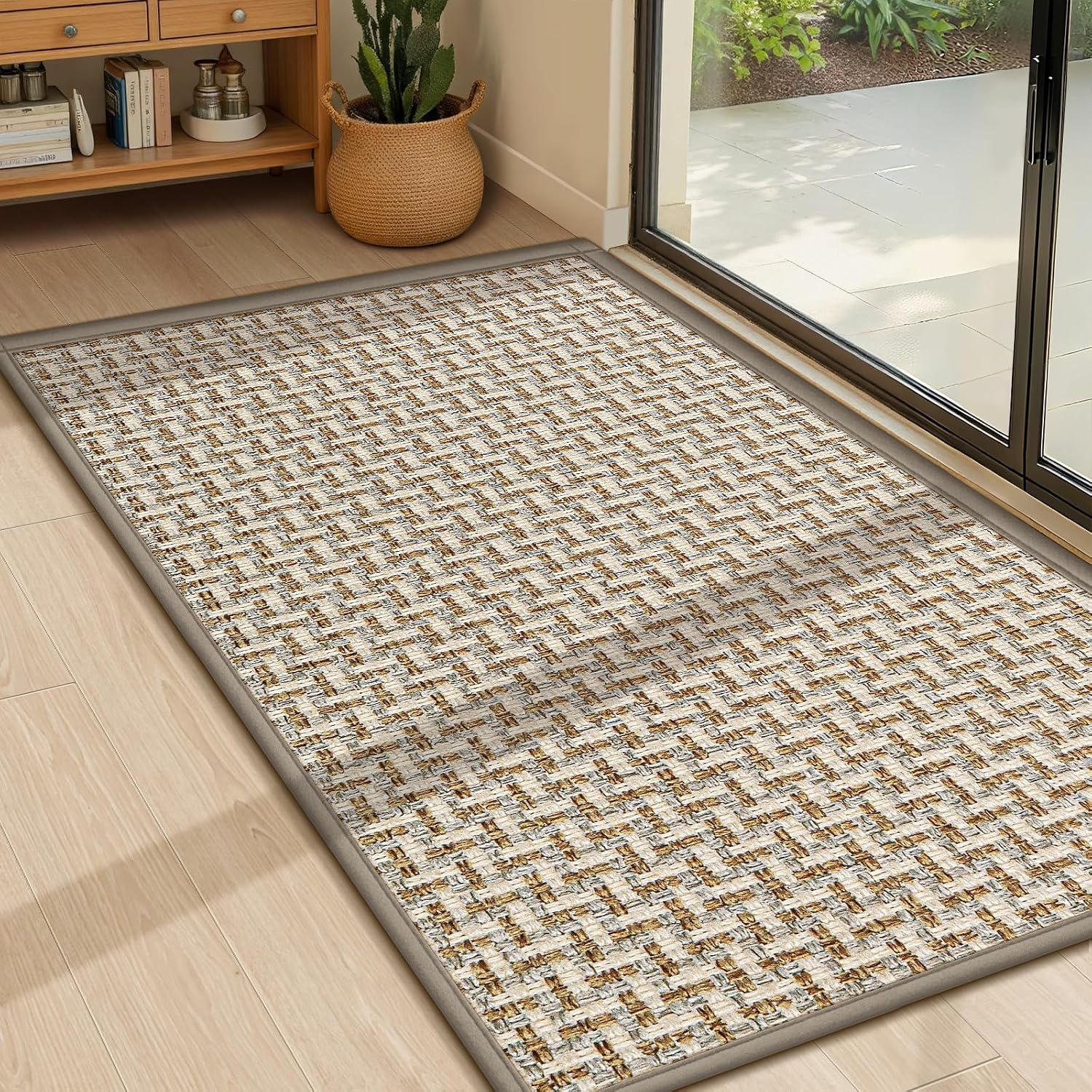 Ultra-Thin Indoor Doormat, 17 x 29 inch, Khaki