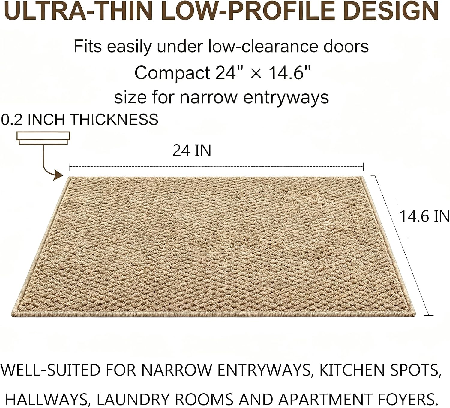 Ultra-Thin Non-Slip Doormat, 14.6 x 24 inch
