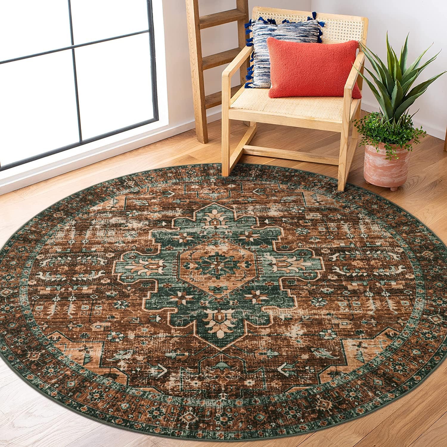 Ultra-Thin Washable Vintage Area Rug, 5 x 7 ft