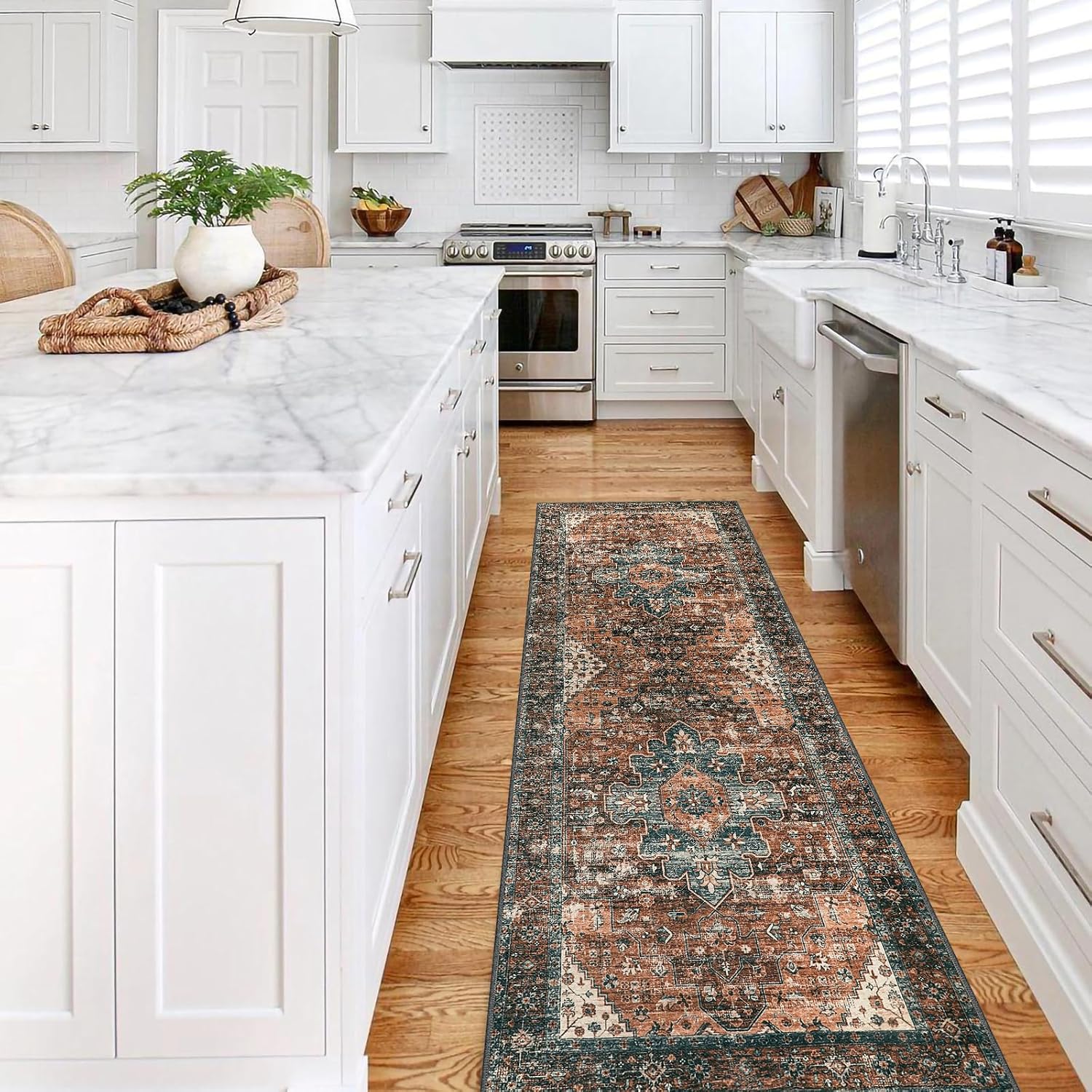 Ultra-Thin Washable Vintage Area Rug, 5 x 7 ft