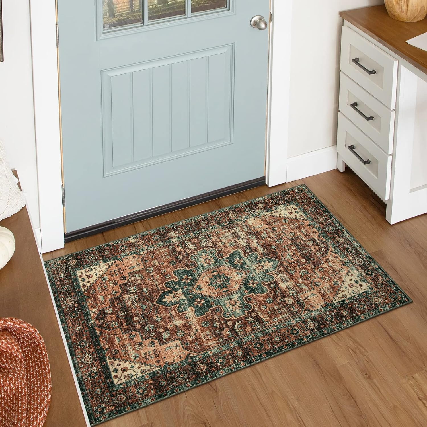 Ultra-Thin Washable Vintage Area Rug, 5 x 7 ft