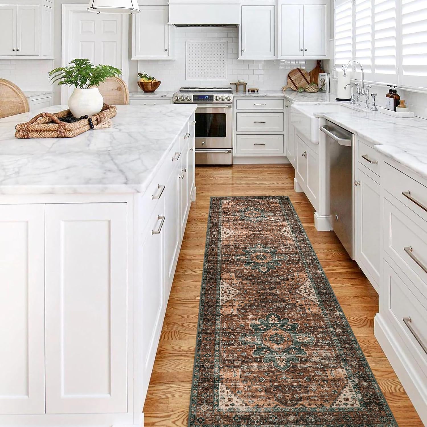 Ultra-Thin Washable Vintage Area Rug, 5 x 7 ft