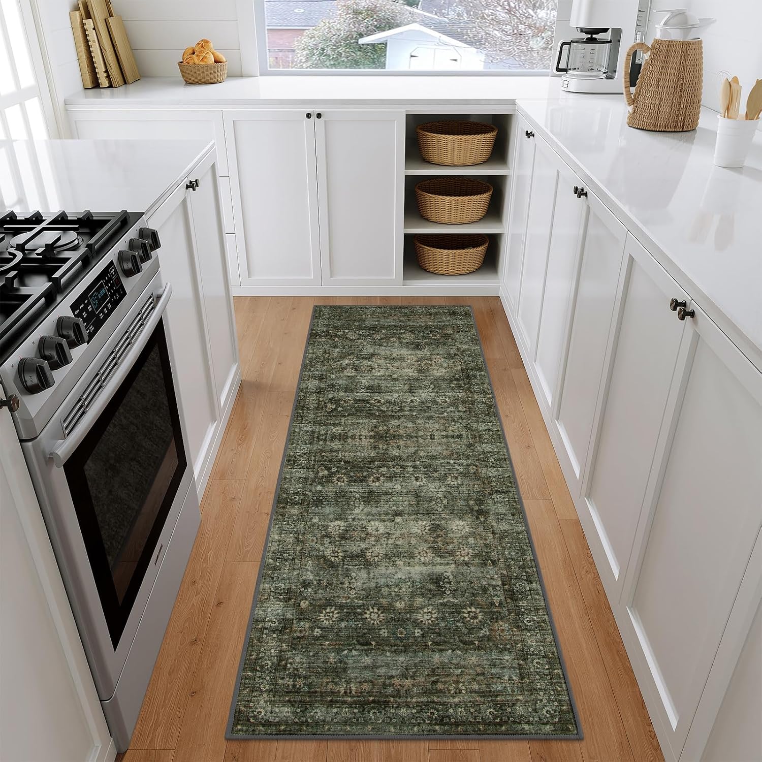 Ultra-Thin Washable Vintage Area Rug, 5 x 7 ft