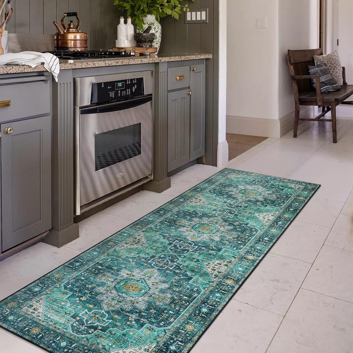 Ultra-Thin Washable Vintage Area Rug, 5 x 7 ft
