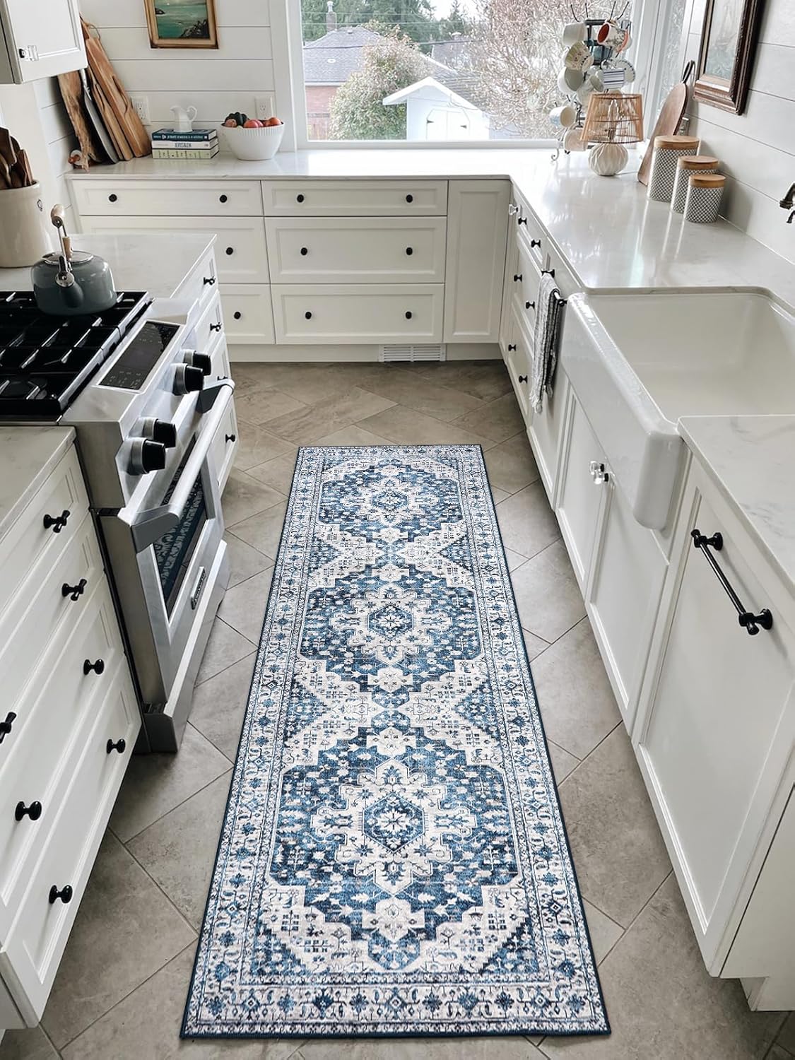 Ultra-Thin Washable Vintage Area Rug, 5 x 7 ft