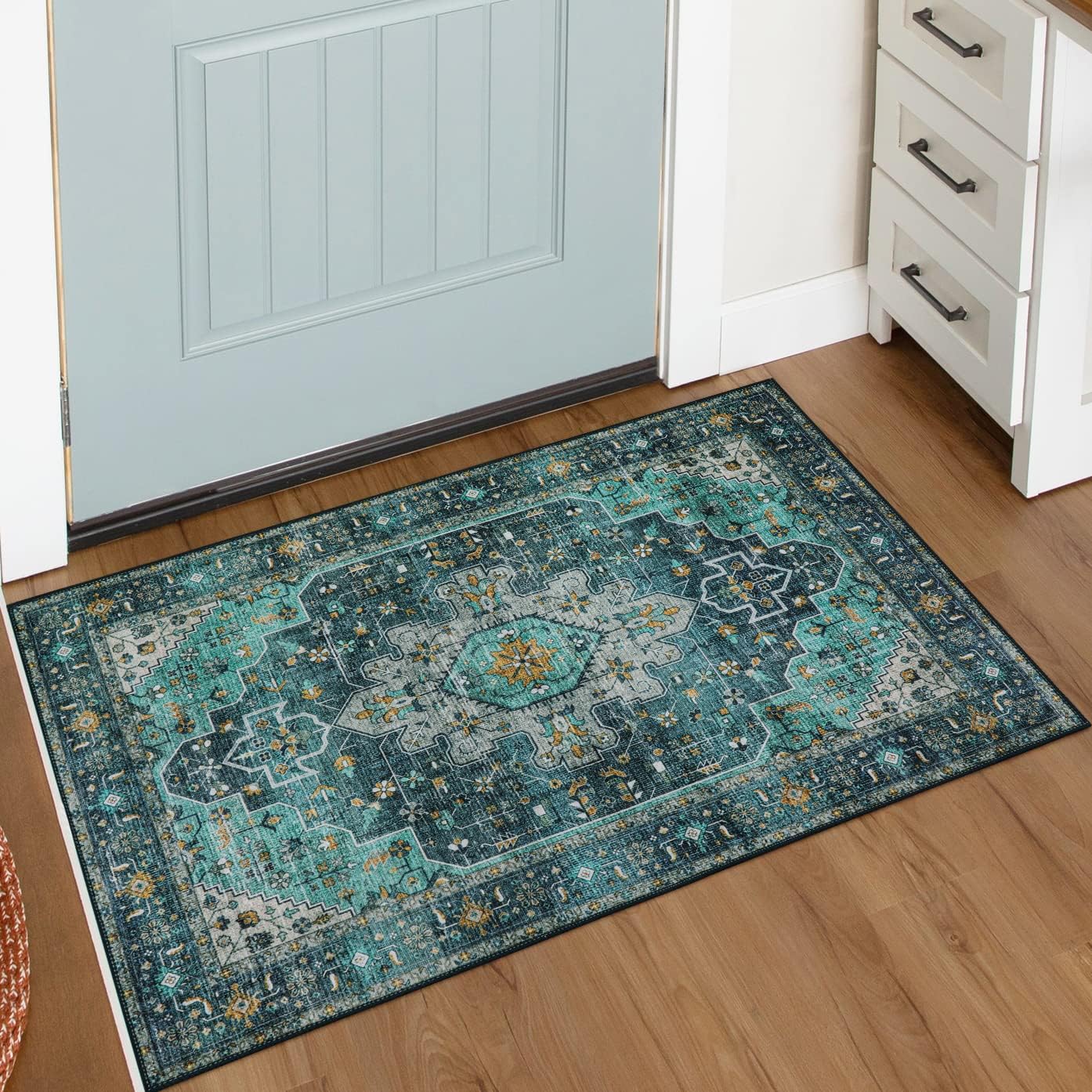 Ultra-Thin Washable Vintage Area Rug, 5 x 7 ft