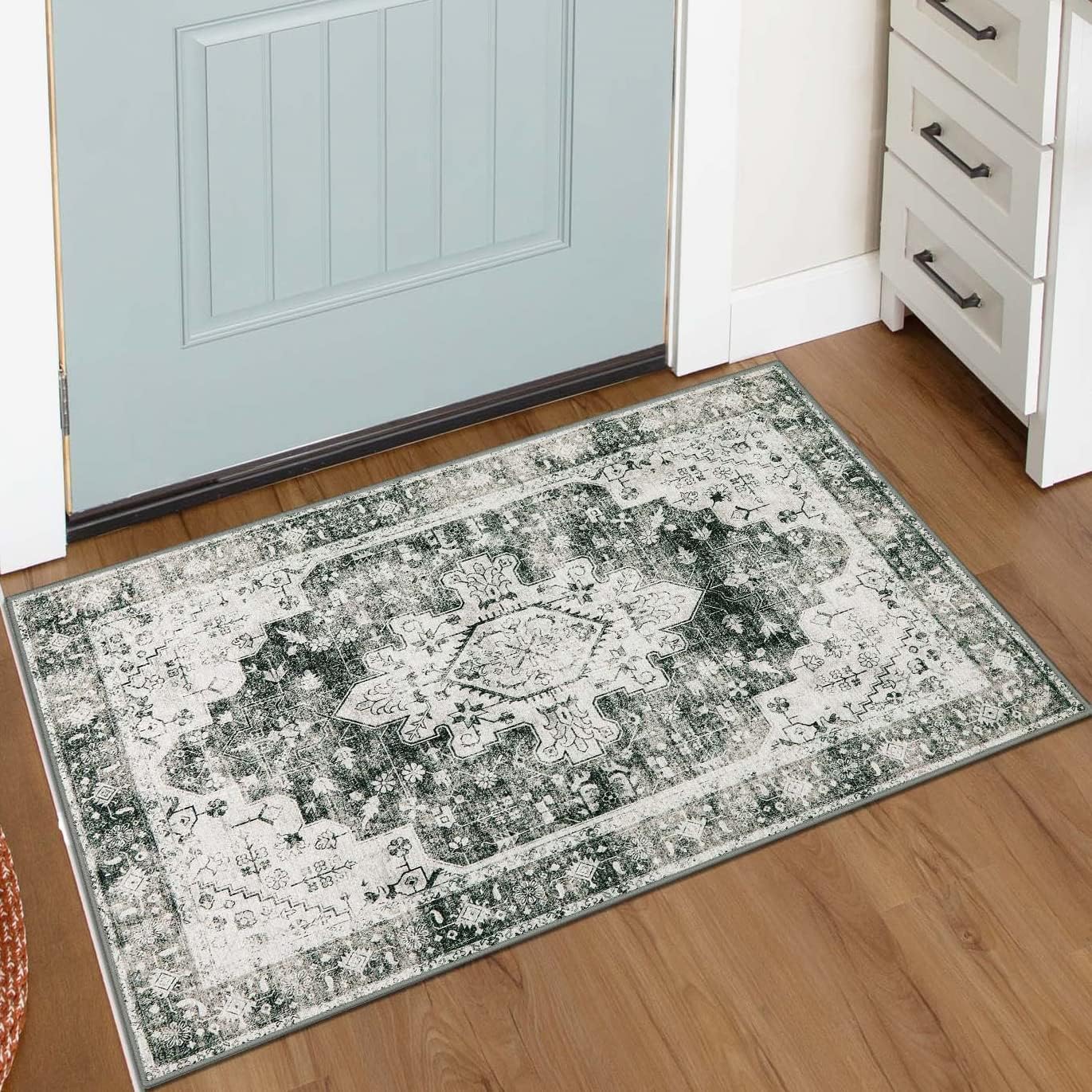 Ultra-Thin Washable Vintage Area Rug, 5 x 7 ft