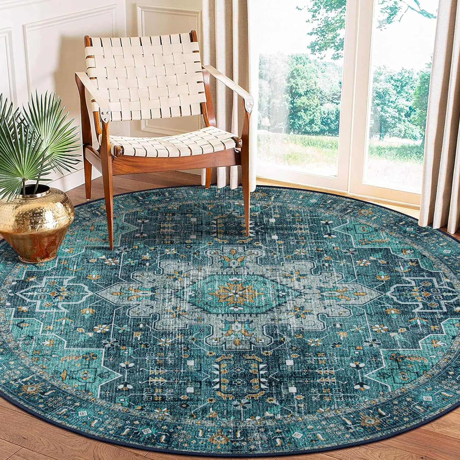 Ultra-Thin Washable Vintage Area Rug, 5 x 7 ft