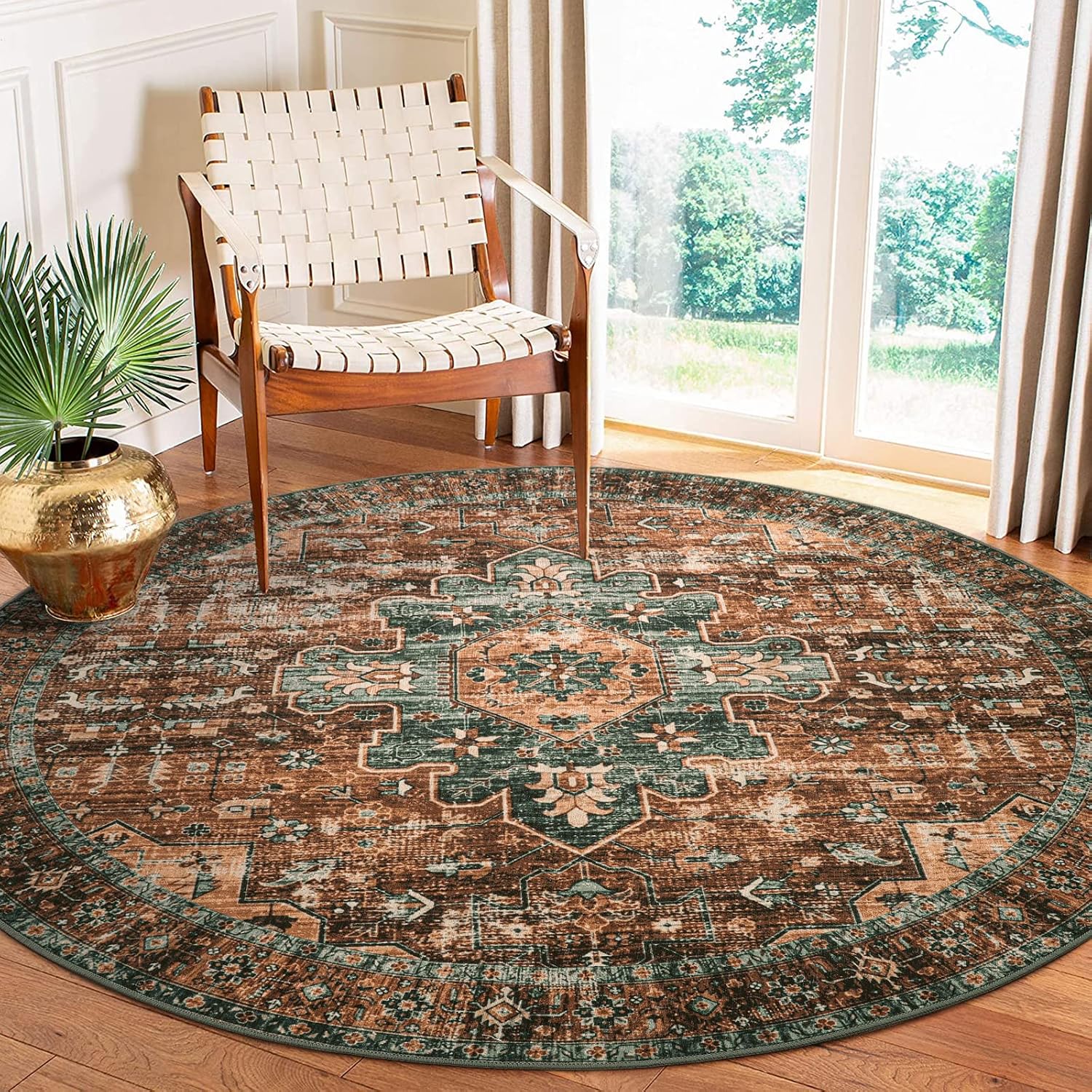 Ultra-Thin Washable Vintage Area Rug, 5 x 7 ft