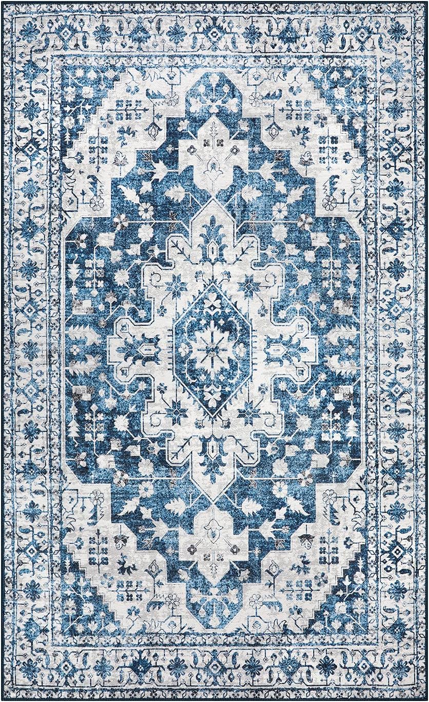 Ultra-Thin Washable Vintage Area Rug, 5 x 7 ft