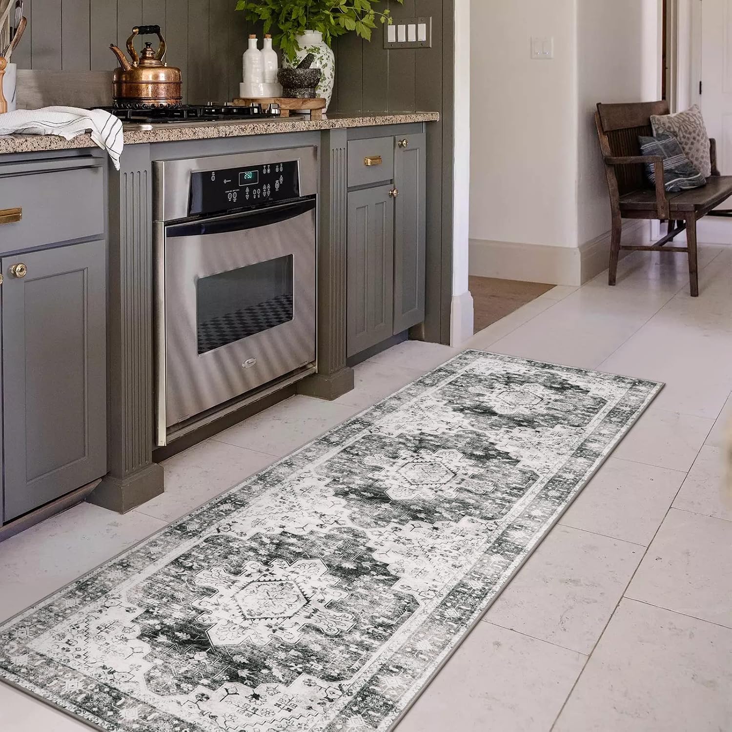 Ultra-Thin Washable Vintage Area Rug, 5 x 7 ft