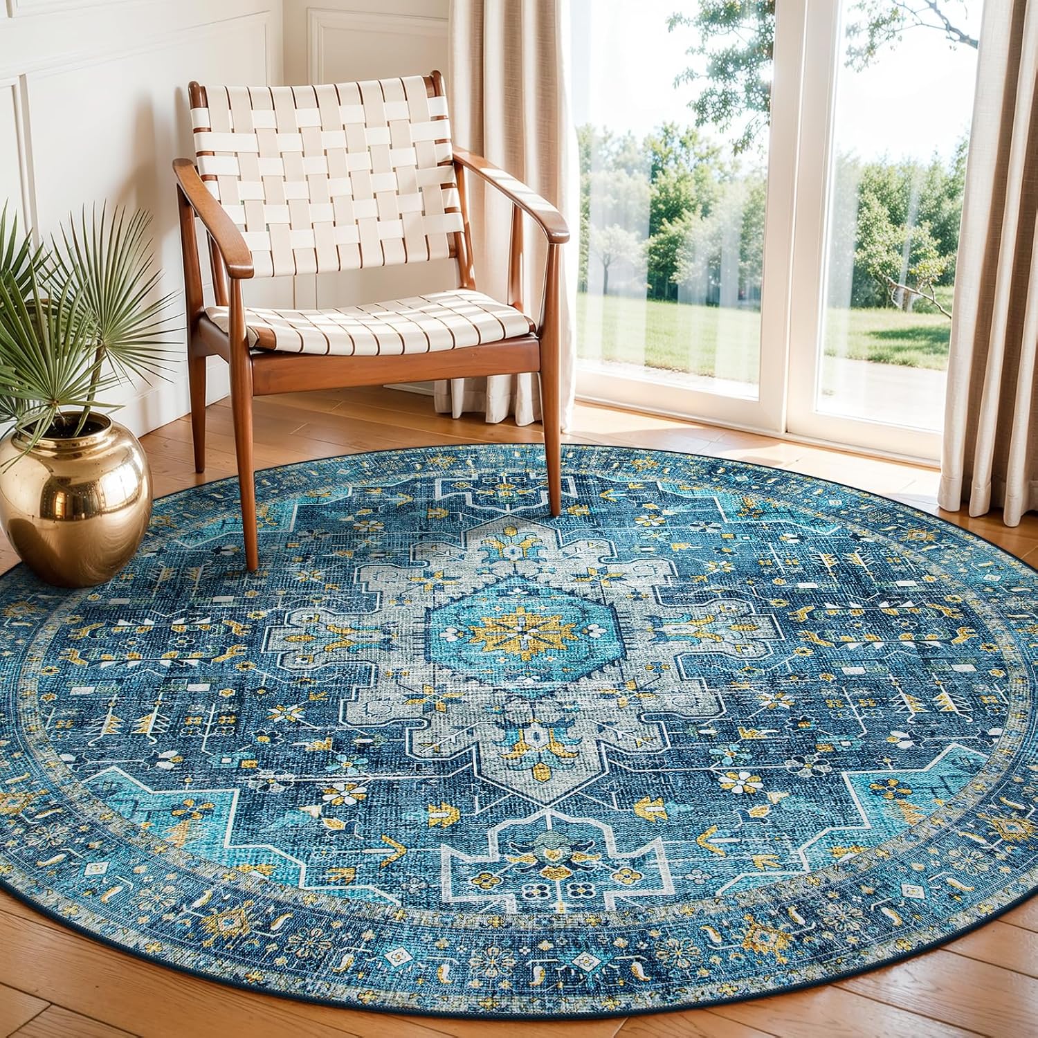 Ultra-Thin Washable Vintage Area Rug, 5 x 7 ft