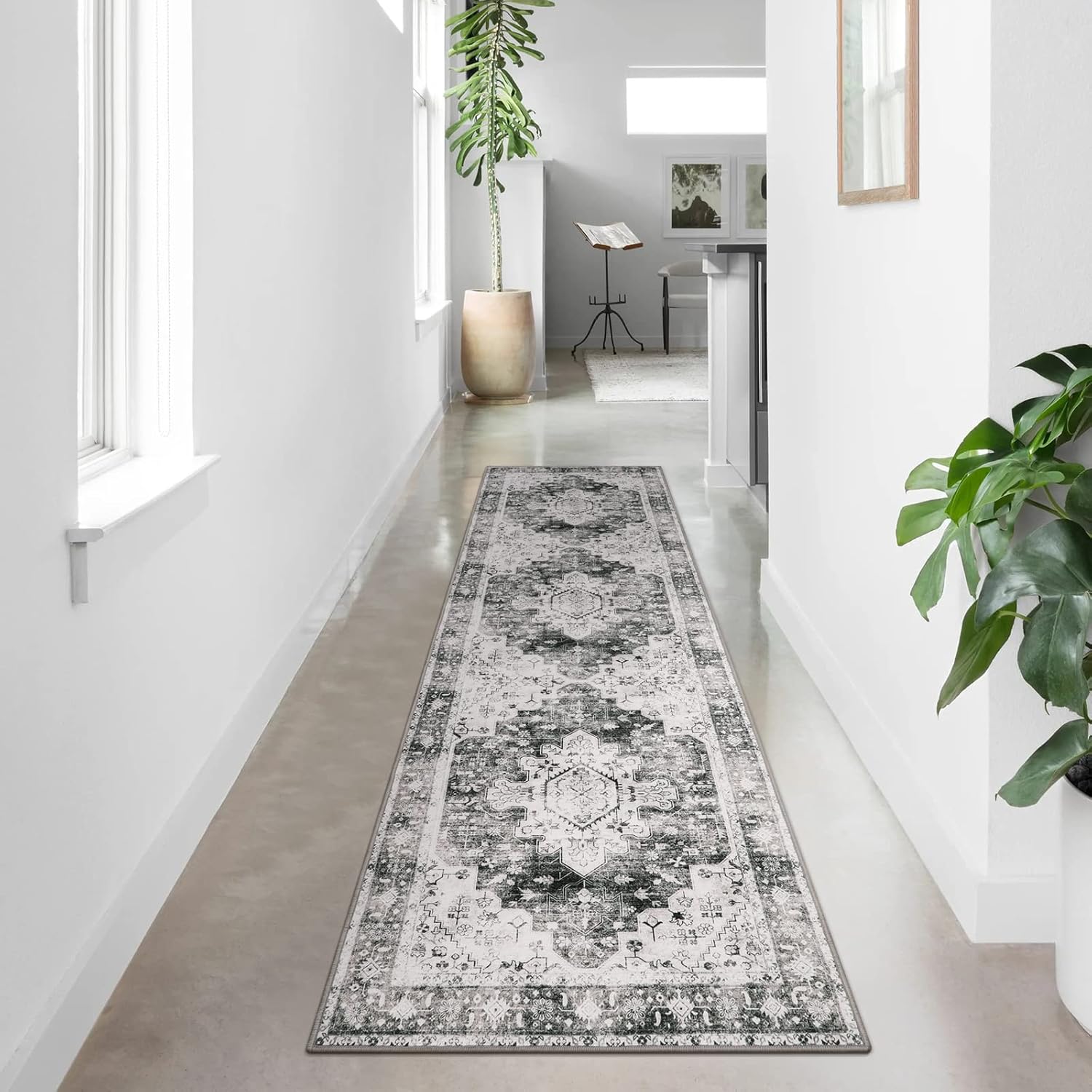 Ultra-Thin Washable Vintage Area Rug, 5 x 7 ft