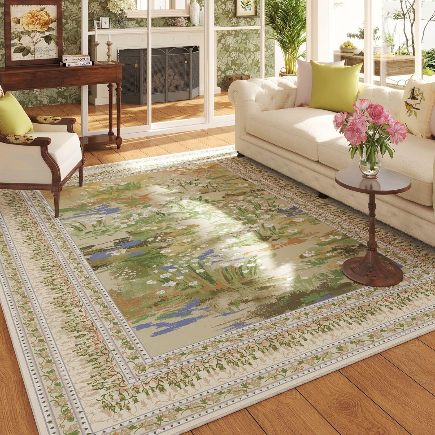 Washable Vintage-Style Area Rug, 5 x 7 ft