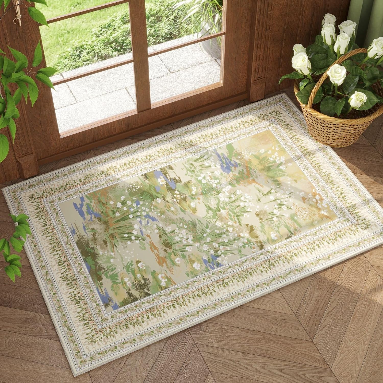 Washable Vintage-Style Area Rug, 5 x 7 ft