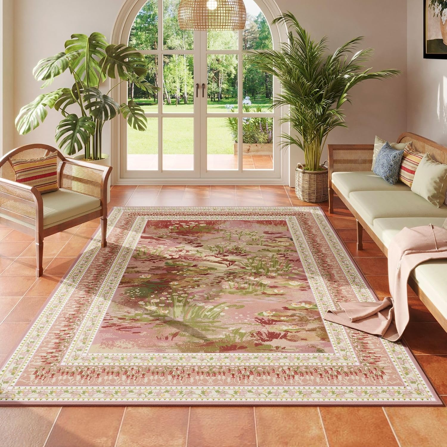 Washable Vintage-Style Area Rug, 5 x 7 ft