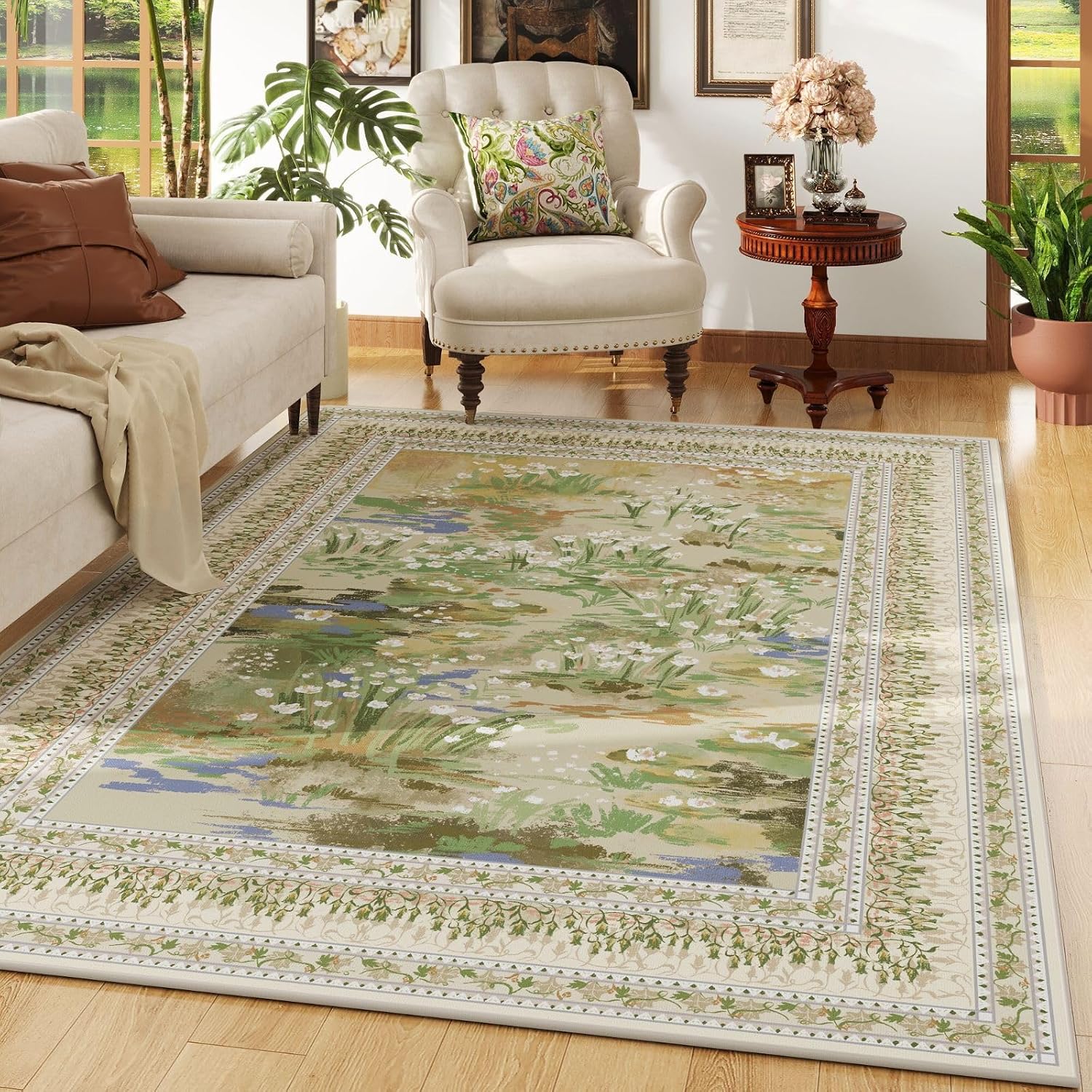 Washable Vintage-Style Area Rug, 5 x 7 ft