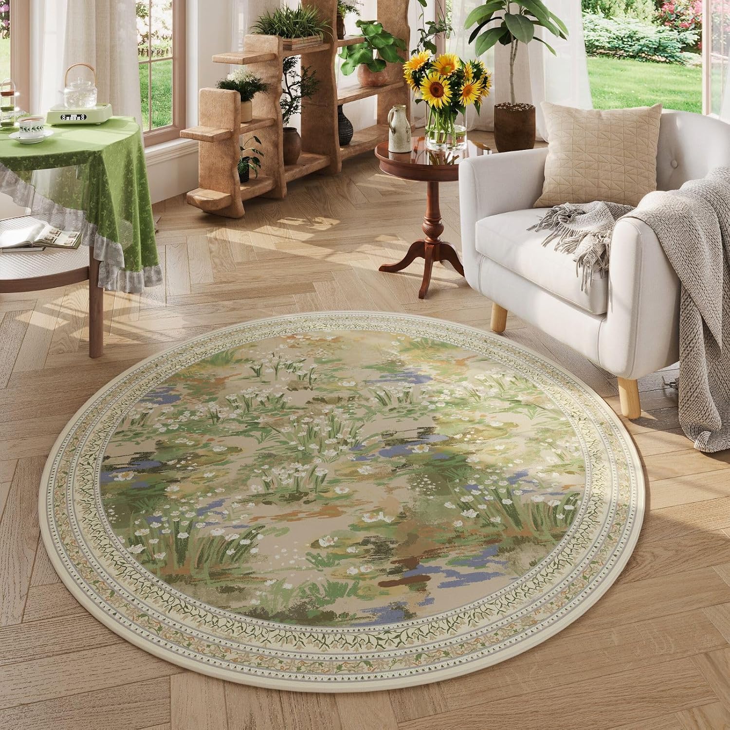 Washable Vintage-Style Area Rug, 5 x 7 ft