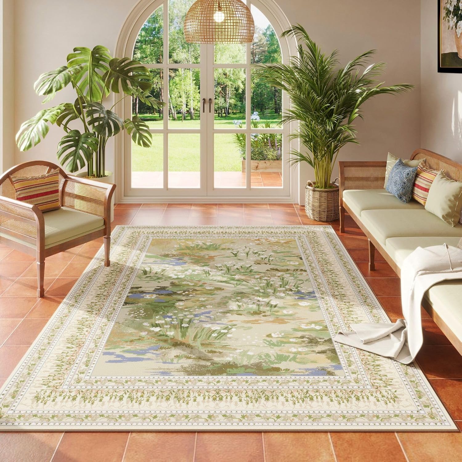 Washable Vintage-Style Area Rug, 5 x 7 ft