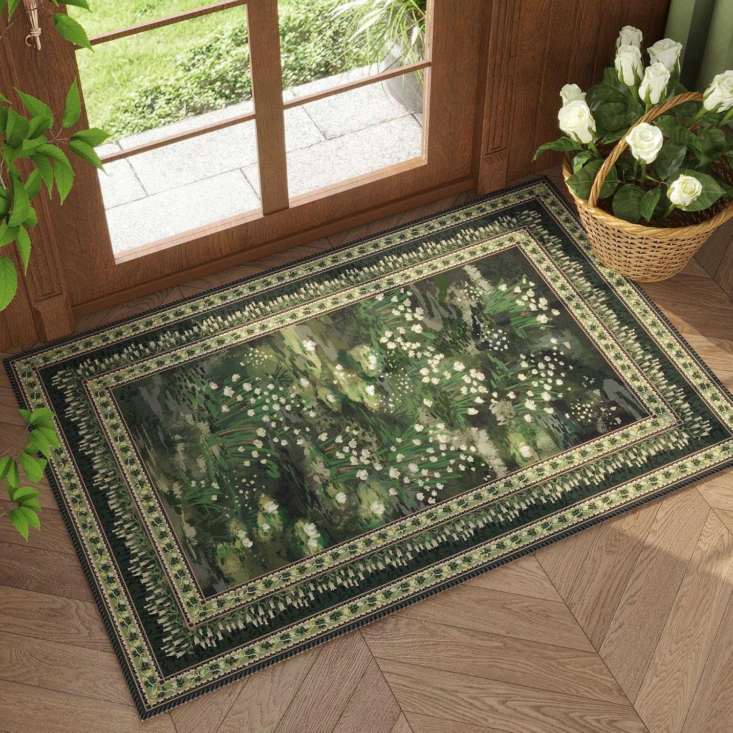 Washable Vintage-Style Area Rug, 5 x 7 ft