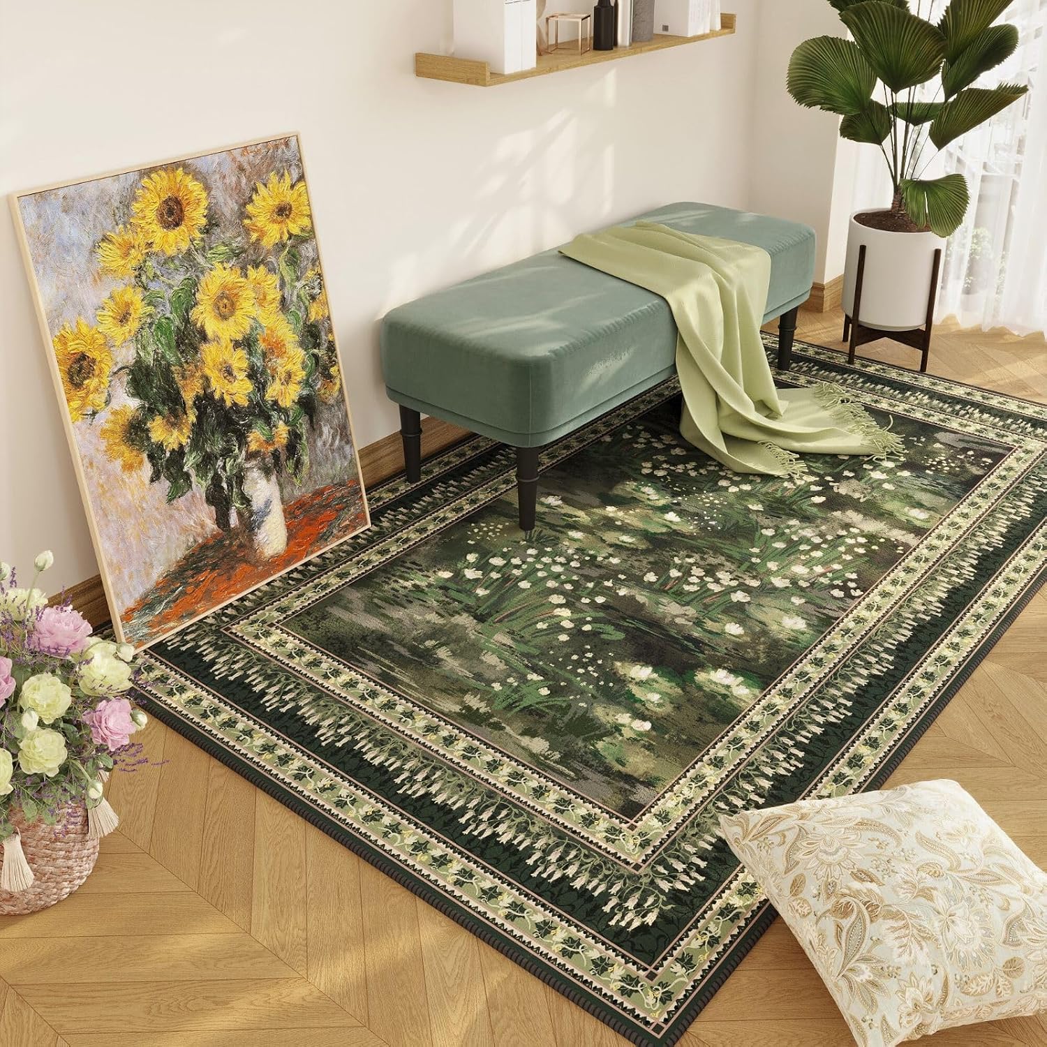 Washable Vintage-Style Area Rug, 5 x 7 ft