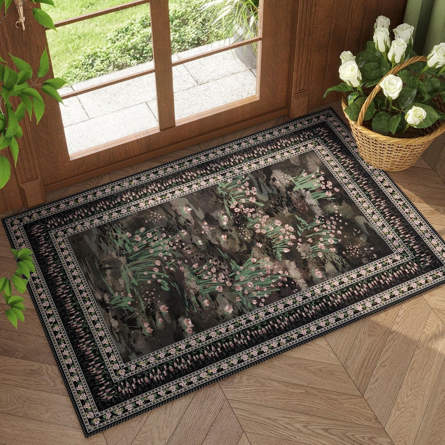 Washable Vintage-Style Area Rug, 5 x 7 ft