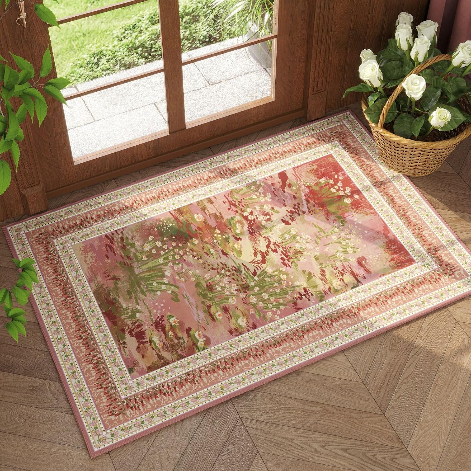 Washable Vintage-Style Area Rug, 5 x 7 ft